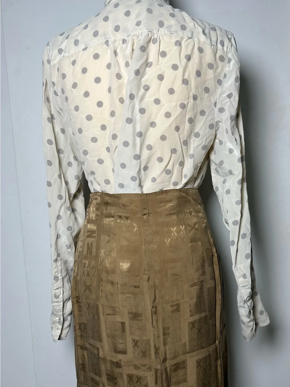 J.Crew 100% Silk Polka Dot Button-Down Shirt - Women’s Size 12